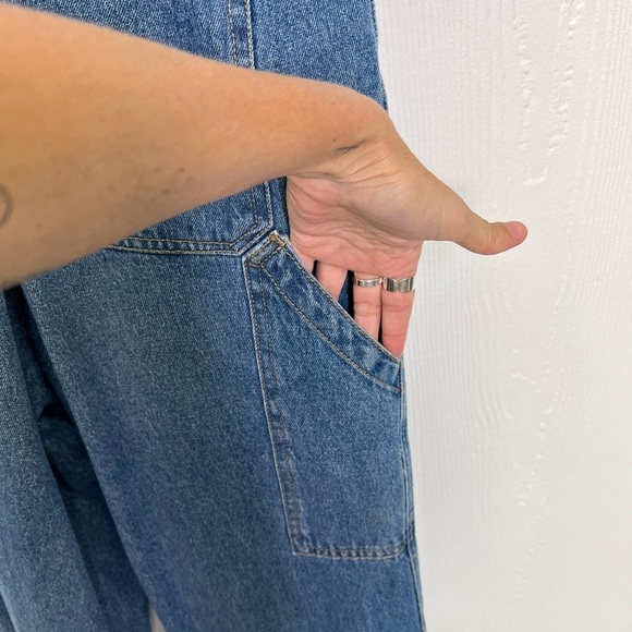 H&M - Relaxed Soft Blue Adjustable Straps Straight Leg Denim Overalls Size S - Picture 12 of 14